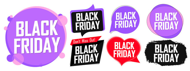 Set Black Friday Sale banners design template, discount tags, final season offers, vector illustration