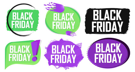 Set Black Friday Sale banners design template, discount tags, final season offers, vector illustration