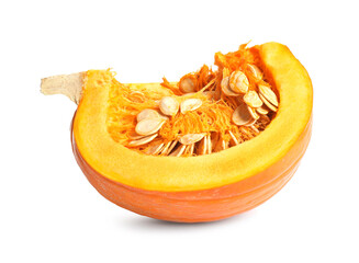 Piece of ripe orange pumpkin isolated on white