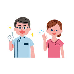 歯医者と歯科助手のイラスト素材