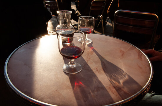 Red wine at sunset