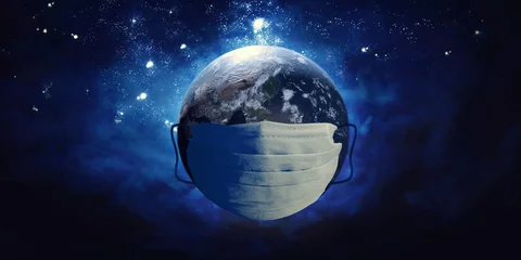 Stickers pour porte Pleine Lune arbre Éclosion mondiale de conoravirus Covid-19. illustration 3D. Éléments de cette image fournis par la NASA.