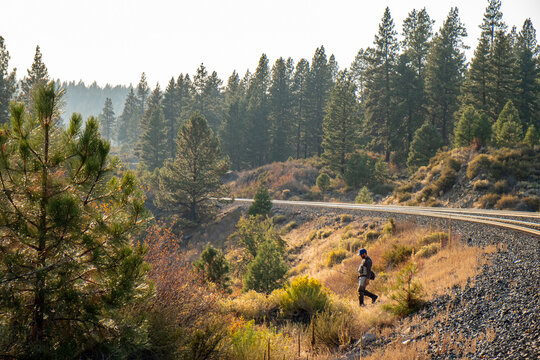 Man walking to go fishing