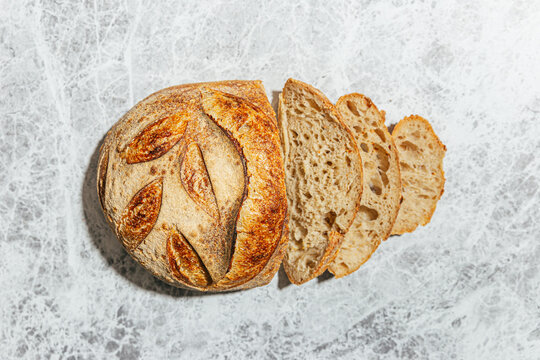 Loaf of homemade Sourdough, sliced