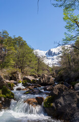 Naklejka na ściany i meble Landscapes of the Nahuel Huapi National Park, San Carlos de Bariloche, Argentina. Mount Tronador.