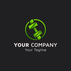 Physical Fitness logo icon, green gradient color, company vector design