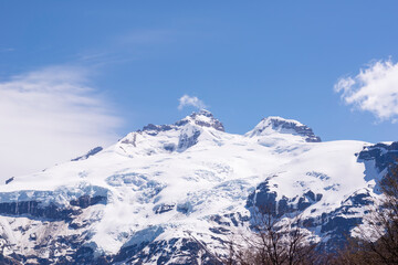 Fototapeta na wymiar Best views of the Andes Mountains in Bariloche, Patagonia, Argentina. Tronador volcano. Nahuel Huapi National Park. South America.