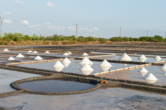 Salt pyramids in Wapan salt field. Tainan, Taiwan