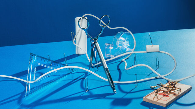 Office Supplies / DIY ""cable"" rollercoaster""for staples -Abstract Set Ups.