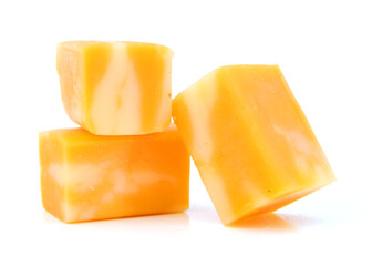 Cubes of Colby Cheese isolated on white