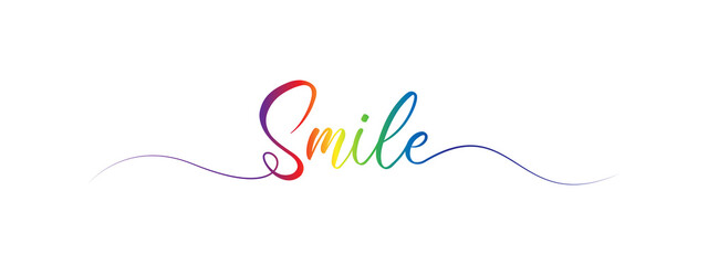 letter smile script calligraphy banner colorful