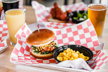 Sandwich and food on a table