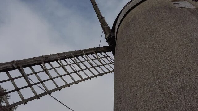Bidston hill vintage countryside windmill flour mill English landmark low walkaround shot