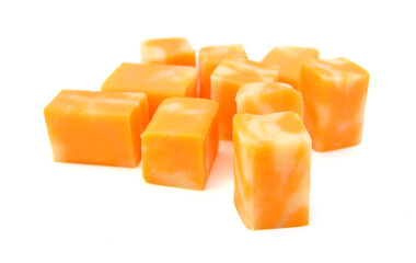 Cubes of Colby Cheese isolated on white