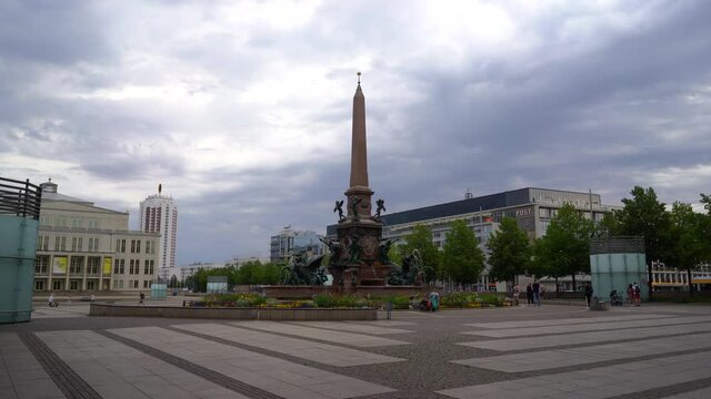 Mendebrunnen on Augustusplatz (Leipzig Center Germany)