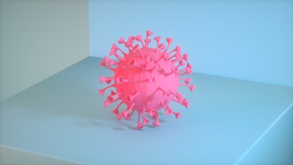 Concept art close-up of the covid-19 virus. Coronavirus design minimalist illness 2020 on microscope 3D render