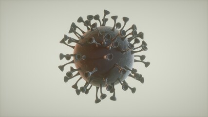 Close-up of a virus. Covid-19 Coronavirus design minimalist illness 2020 microscope 3D render concept art
