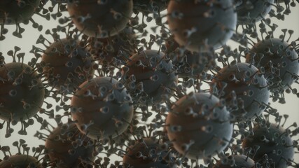 Close-up of the virus particles. Covid-19 Coronavirus background design minimalist illness 2020 microscope 3D render concept art