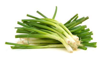 Fresh scallions isolated on a white background