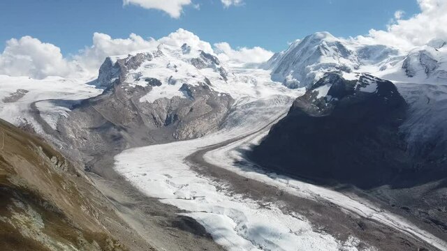 Amazing view of a glacier (Gornergletscher) in the Swiss alps
