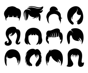 hair style and wig icons set vector illustration