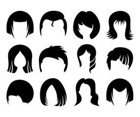 hair style and wig icons set vector illustration