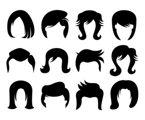 hair style and wig icons set vector illustration