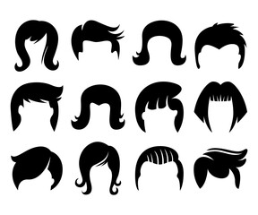 hair style and wig icons set vector illustration