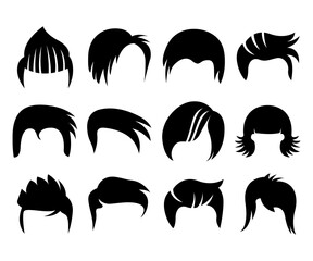 hair style and wig icons set vector illustration