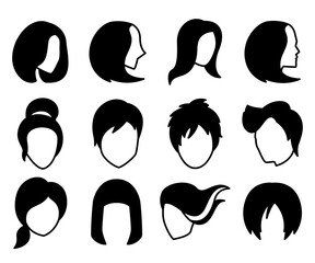 hair style and wig icons set vector illustration
