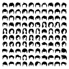 hair style and wig icons set vector