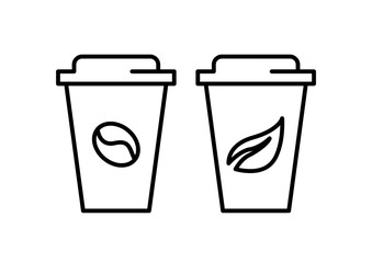 coffee cup and green tea cup icons vector