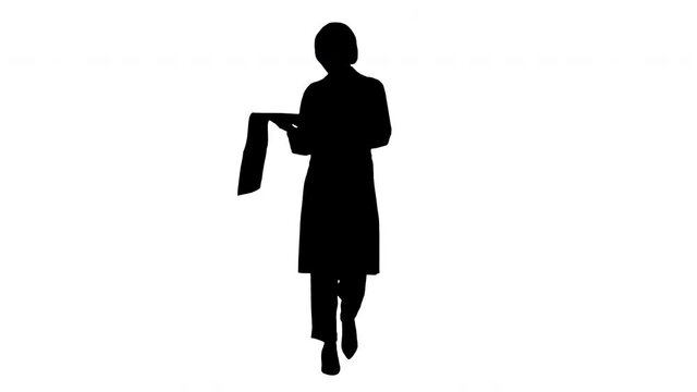 Smiling african american female doctor reading cardiogram, Alpha Channel