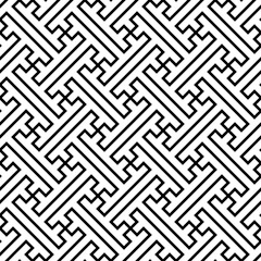 Seamless Sayagata pattern. Repeated interlocking keys background. Classic Oriental ornament. Traditional window tracery image. Ancient ethnic mosaic motif. Digital paper for textile print. Vector art.