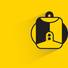 backpack with drop shadow on yellow background