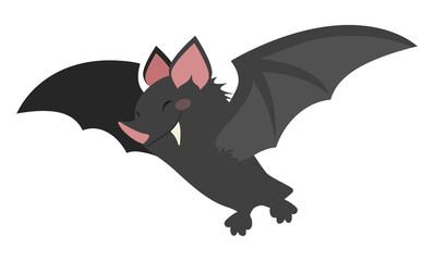 Obraz premium Dark Vampire Bat Flying with Big Fangs, Vector Illustration