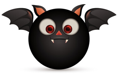 Isolated Cute Round and Chubby Vampire Bat, Vector Illustration