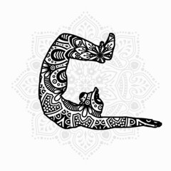 Vector illustration of a Yoga mandala for coloring book. Yoga Mandala for Silhouette Cameo and Cricut.