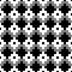 Seamless pattern with Inca crosses ornament. Ethnic embroidery background. Tribal wallpaper. Ethnical folk image. Tribe motif. Ancient mosaic. Digital paper for web design, textile print. Vector art.