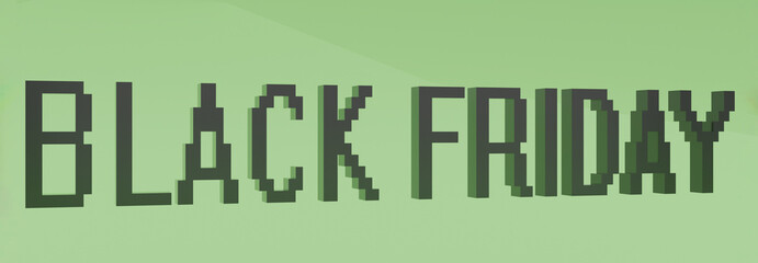 Black Friday Pixel text sign 3d Render for business and social media 