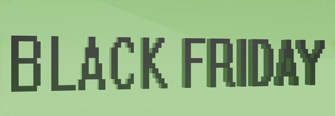 Black Friday Pixel text sign 3d Render for business and social media 