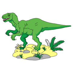 Cute dinosaurs. Baby cartoon smiling dinosaur animals isolated