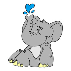 Coloring book for kids and adults decorative cartoon elephant.