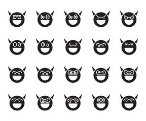 devil emoticon icons vector set