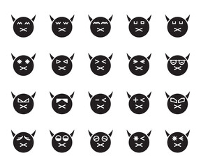 devil emoticon icons vector set