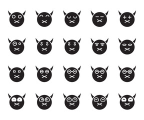 devil emoticon icons vector set