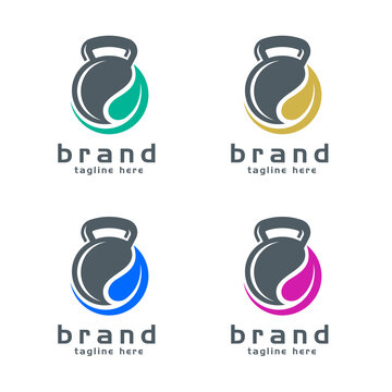 Kettlebells leaf vector logo
