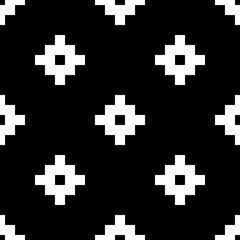 Seamless pattern with Inca crosses ornament. Ethnic embroidery background. Tribal wallpaper. Ethnical folk image. Tribe motif. Ancient mosaic. Digital paper for web design, textile print. Vector art.