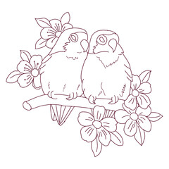 Vector illustration of spring love of birds