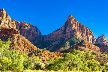 Cliffs surround the Zion Valley in Zion National Park